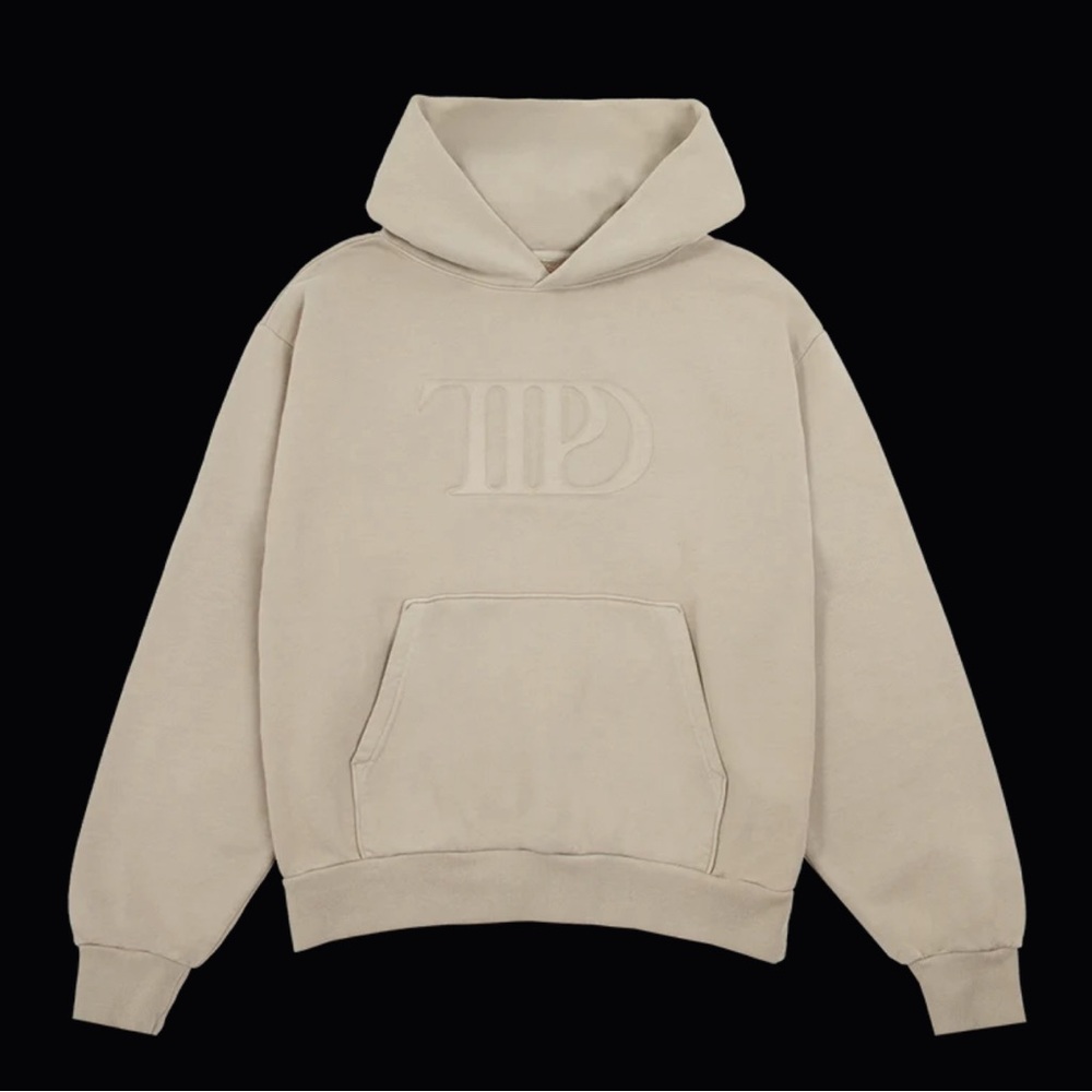 Tortured Poets Department Embossed Beige Hoodie Taylor Swift TTPD Official Merch